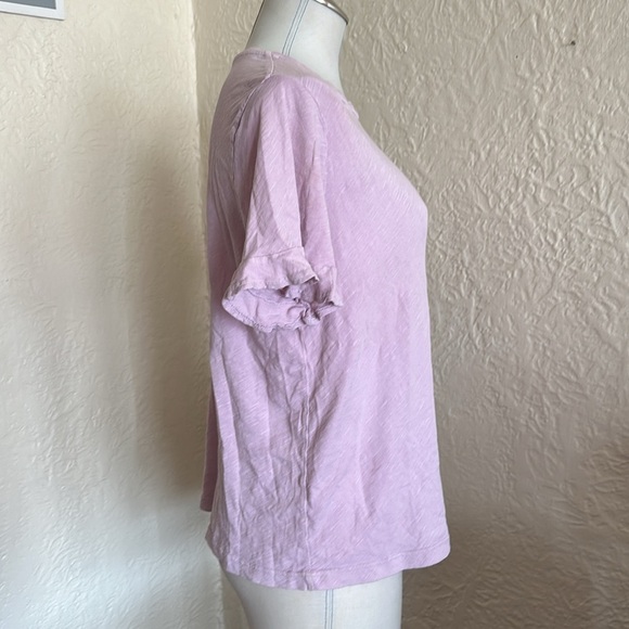 Sundry Light Purple Lilac Ruffle Short Sleeve T-Shirt 1 - Picture 6 of 10